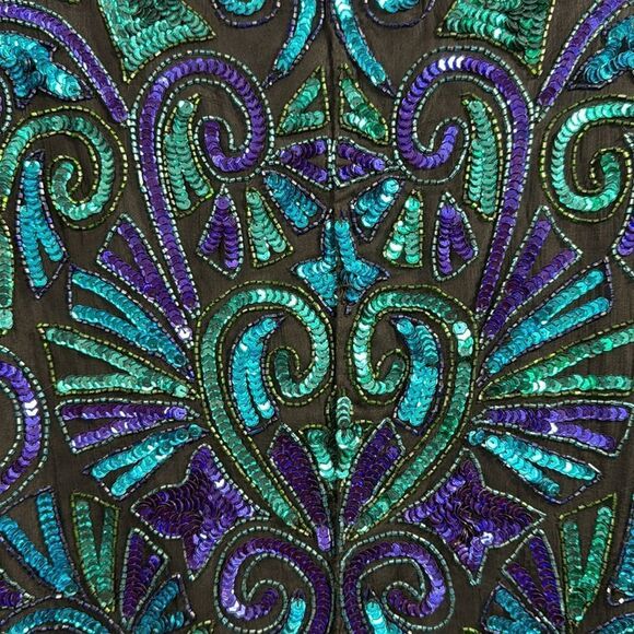Laurence Kazar Vintage Silk Sequin Top Glam Partywear 3X Holiday Sparkle - Picture 14 of 16